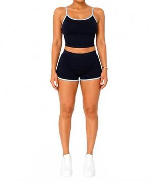 NEW JNK wanted matching dolphin trim short set in black/grey